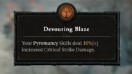 The Devouring Blaze passive allows you to fully utilize the potential of your Pyromancer Sorcerer builds (Image via Blizzard Entertainment)